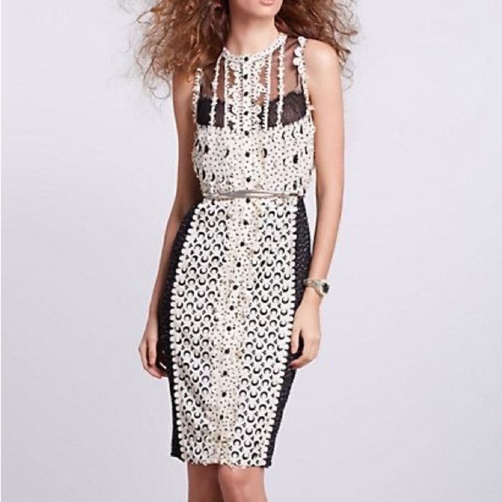 Beguile by Byron Lars Anthropologie exclusive lazer cut black/cream dress size 4